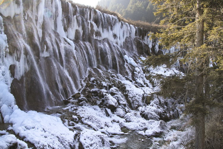 Замерзший водопад, Китай, 100 метровый водопад, провинция Чжэ-цзян