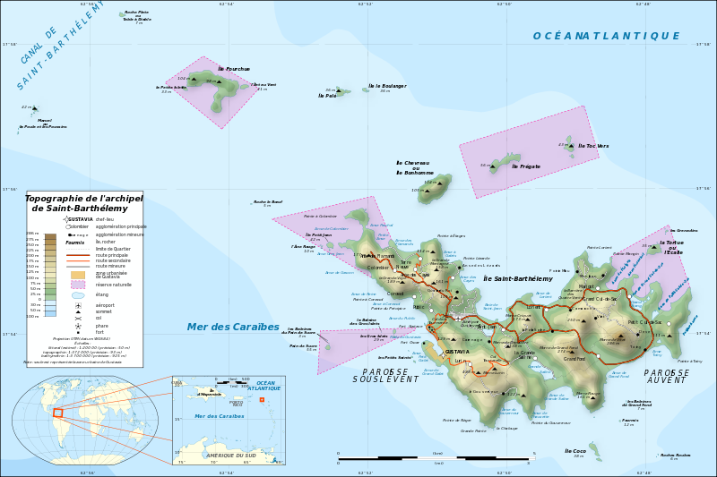 Остров Сен-Бартелеми (также Сен-Бартельми, Collectivite de Saint-Barthelemy), заморское сообщество Франции, Карибские острова,