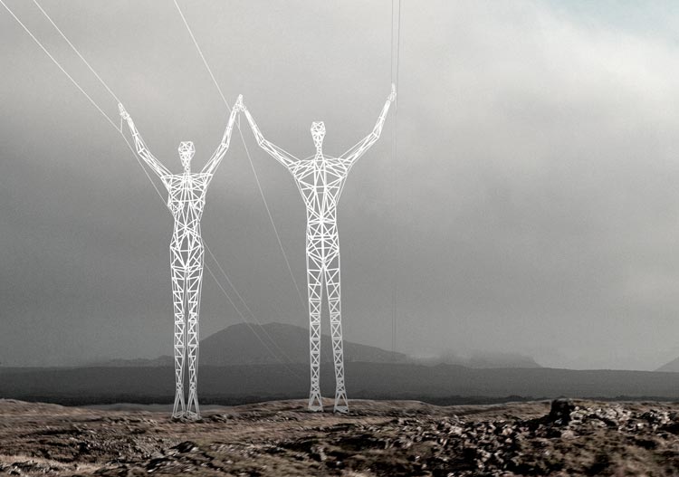 Земля гигантов (Land of Giants), Исландия, электрические человечеки, Choi + Shine Architects