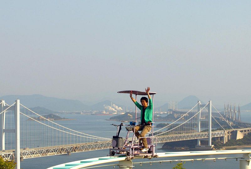 Аттракцион «Небесный велосипед» (SkyCycle), Курасики, Япония