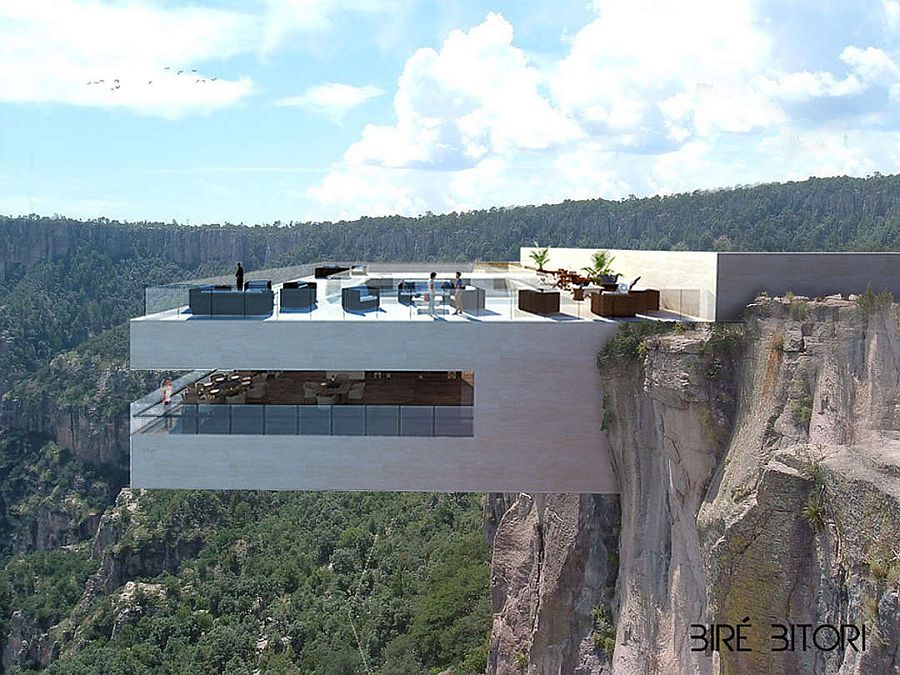 Ресторан над пропастью Biré Bitori с видом на Медный каньон, Мексика