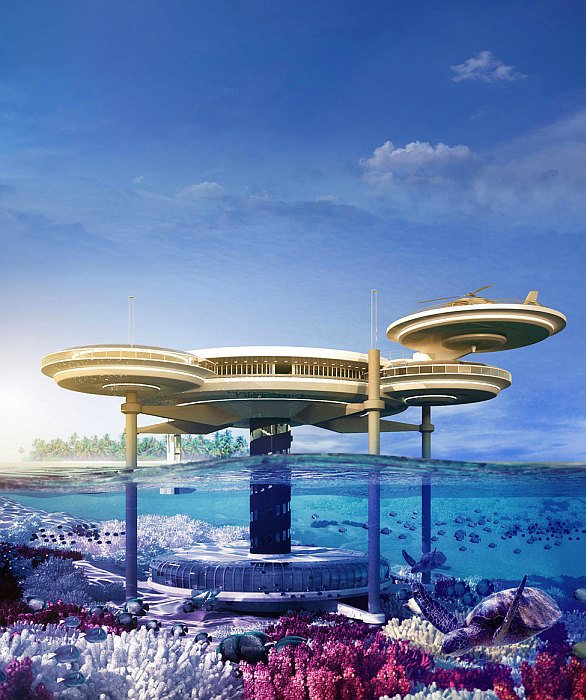 Надводно-подводный дисковый отель "Water Discus Hotel" в Дубае, ОАЭ