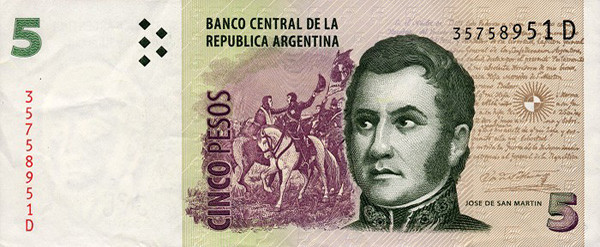 Валюта Аргентины 5 песо