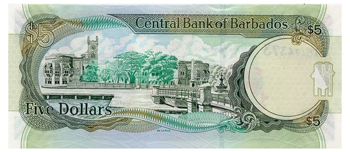 Валюта Барбадоса 5 долларов