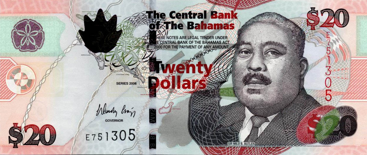 Валюта Багамских островов 20 долларов
