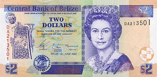 Валюта Белиза 2 доллара